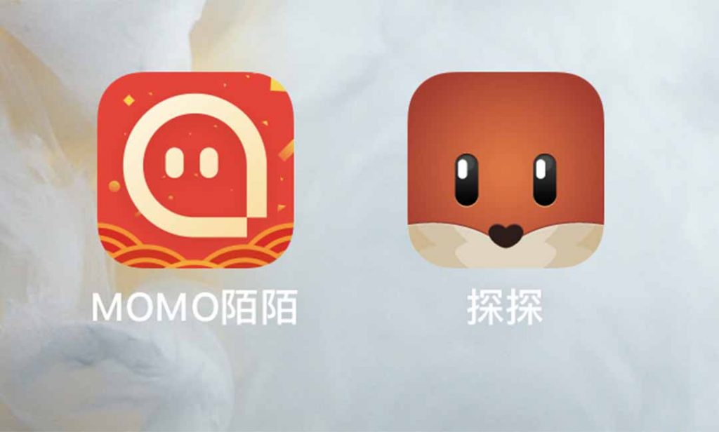Momo and Tantan apps on iPhone.