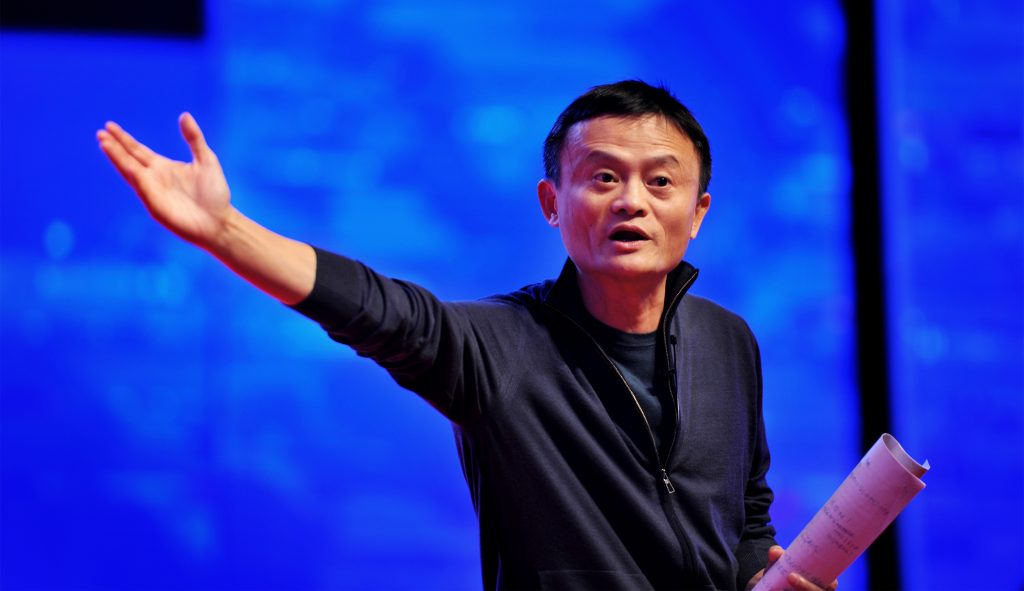 Photo of Jack Ma, founder and former executive chairman of Alibaba Group, former president of the General Association of Zhejiang Entrepreneurs, making a speech on the Zhejiang Entrepreneurs Association on October 25, 2015 in Hangzhou, Zhejiang Province of China. (Photo by ChinaFotoPress/ChinaFotoPress via Getty Images)