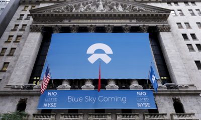 A view of the front of the New York Stock Exchange leading up to the initial public offering of NIO Inc., a Chinese electric-vehicle company, New York, New York, USA, on 12 September 2018. The company, which has been compared to Tesla, is expected to raise around 1 billion USD / 860 million Euros.  EPA/JUSTIN LANE