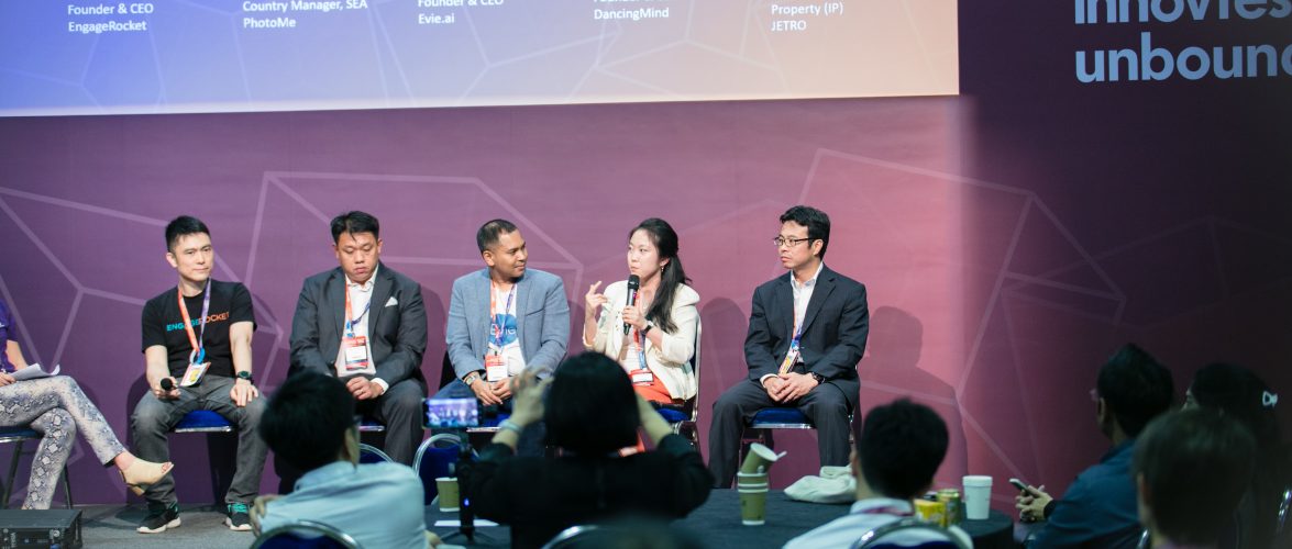 Jennifer Zhang (fourth from left), is the only female panelist in one of the session at the recent Innovfest in Singapore. Photo provided by company. 
