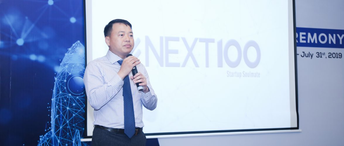 Chairman of NextTech Group Nguyen Hoa Binh speaks at the launching ceremony. Photo provided by company. 