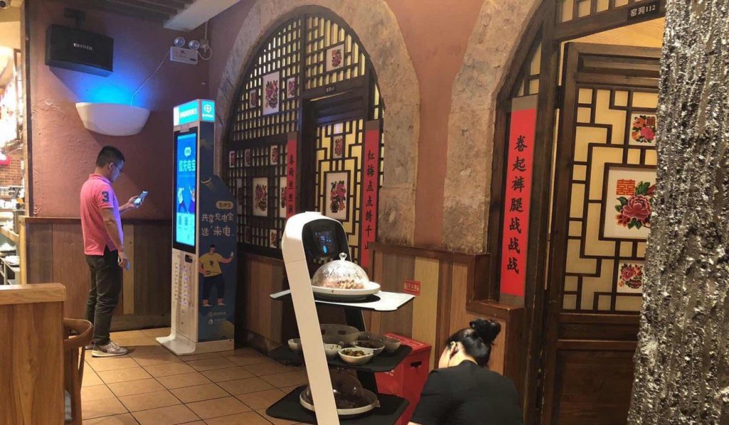 Catering robots developed by Pudu Tech, the three-year-old Shenzhen start-up. Photo: Handout via SCMP.