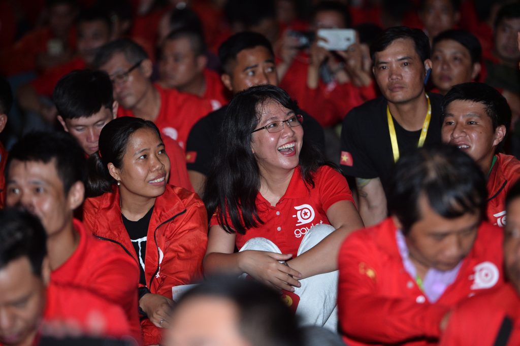 CEO of Go-Viet Christy Trang Le at Go-Viet's one-year celebration in Vietnam. 