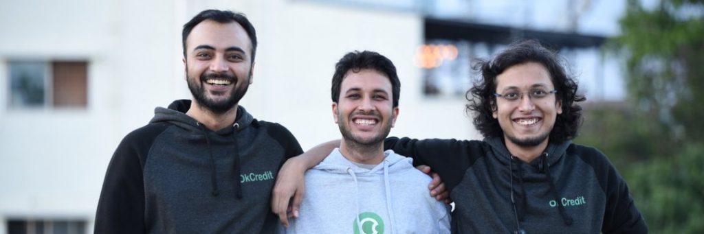 Left to right: Gaurav Kumar (CPO), Harsh Pokharna (CEO), and Aditya Prasad (CTO), co-founders of OkCredit. Photo courtesy: OkCredit