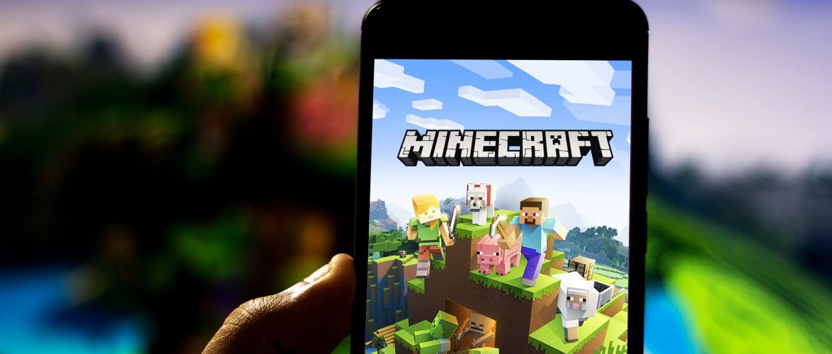 Minecraft logo on a mobile phone. Source: Shutterstock. 