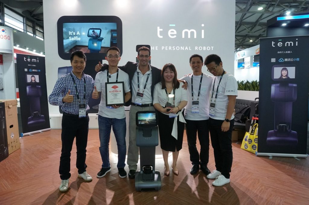 Temi CEO Gal Goren and the Temi team from China at CES Asia 2019. Photo  courtesy Robotemi via NoCamels.
