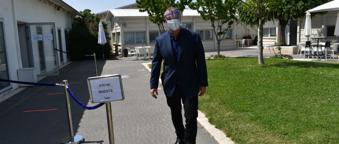 Erel Margalit at an entrance to the JVP Media Quarter compound. Courtesy of JVP via NoCamels.