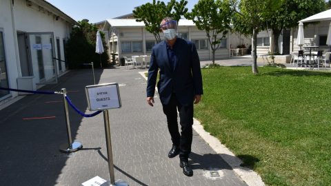 Erel Margalit at an entrance to the JVP Media Quarter compound. Courtesy of JVP via NoCamels.