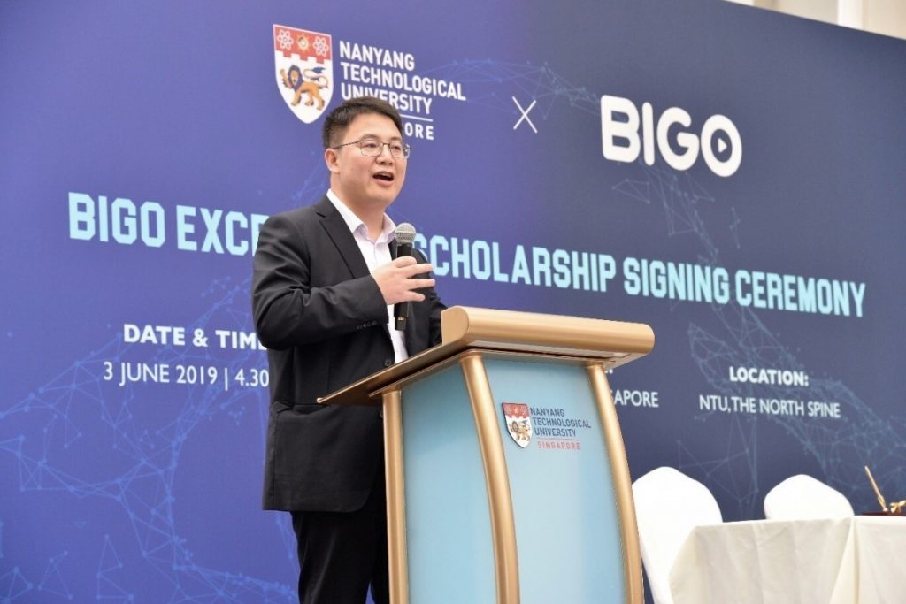 BIGO Technologies co-founder and president Jason Hu speaking at an event in Singapore. Courtesy of BIGO Technologies via South China Morning Post.