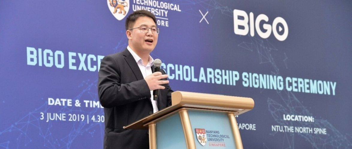 BIGO Technologies co-founder and president Jason Hu speaking at an event in Singapore. Courtesy of BIGO Technologies via South China Morning Post.