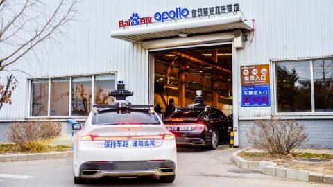 The 13,500-square-meter Apollo Park in Beijing’s Yizhuang Economic Development Zone houses more than 200 self-driving vehicles. Courtesy of Baidu via South China Morning Post.