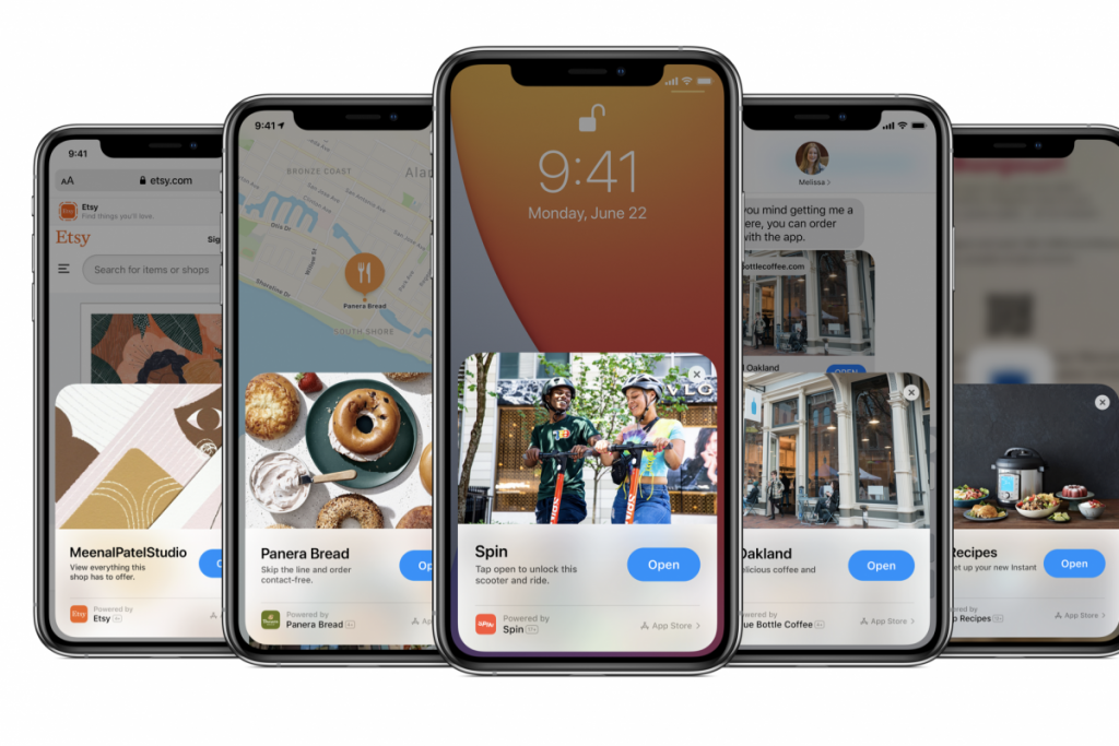 App Clips, coming with iOS 14, are designed to let users complete a quick task in seconds. Courtesy of Apple via South China Morning Post.