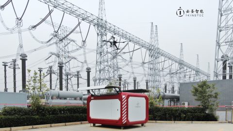Ikintec's Hu Jing drone and airport is seen in a  transformer substation in China. [Photo provided to KrASIA]