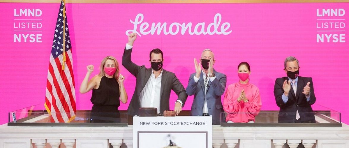 Lemonade's stock began to trade on the New York Stock Exchange on Thursday, July 2, 2020. Courtesy of NYSE via NoCamels.