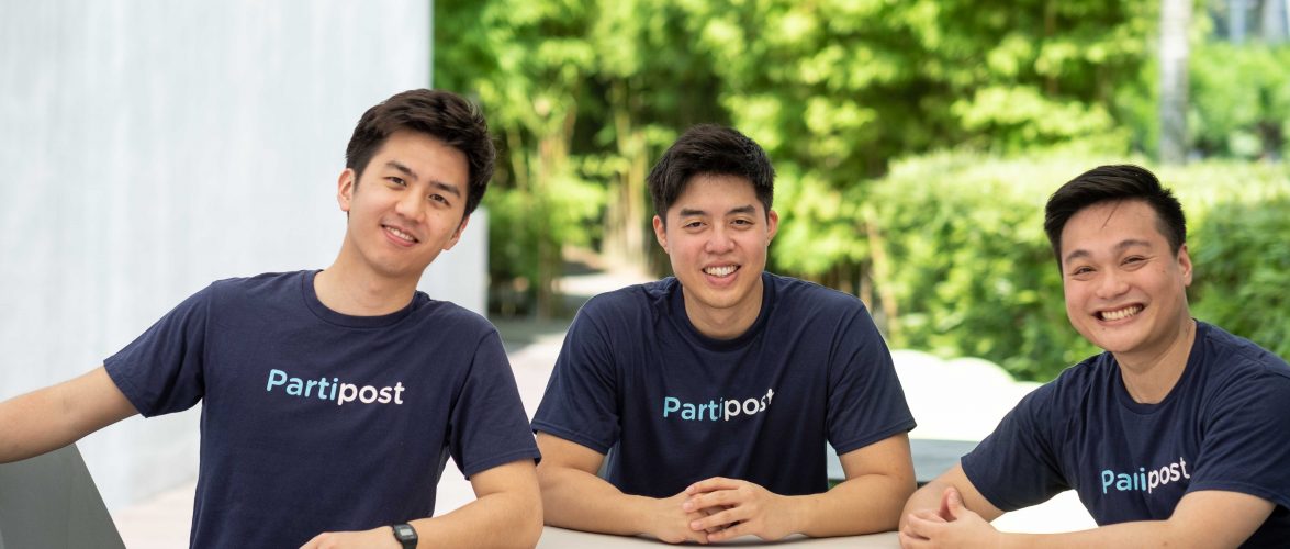 Partipost’s founding team: Tony Jen (left), Jonathan Eg (center), Benyamin Ramil (right). Photo courtesy of Partipost.