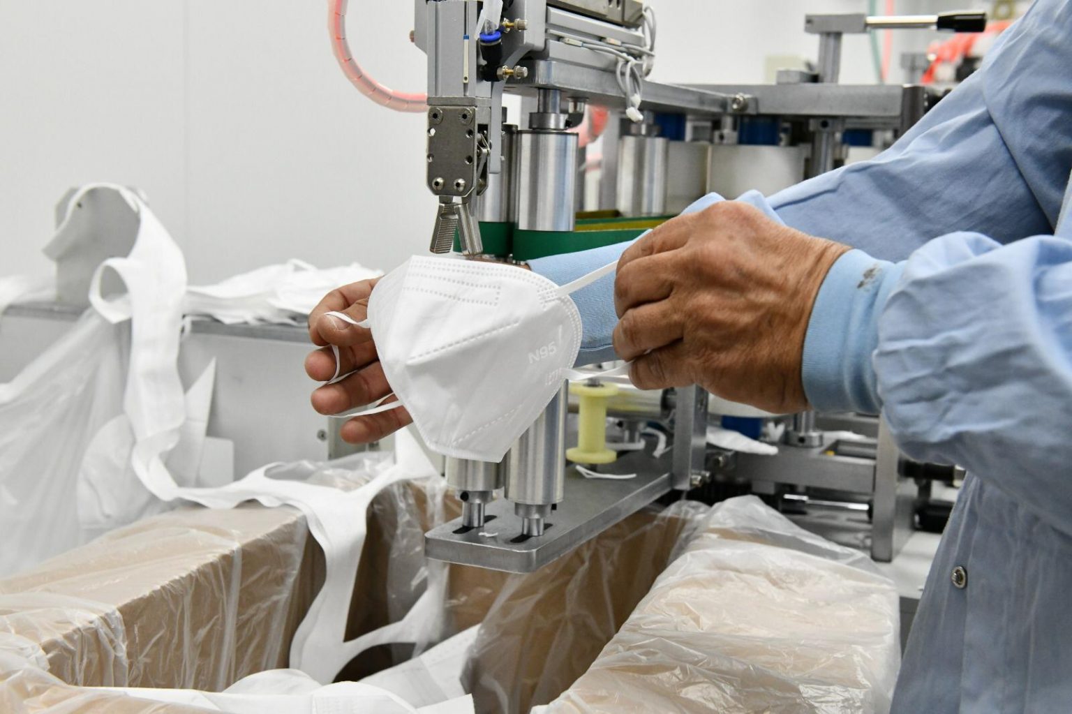 A production line of N95 masks has been opened in Sderot. Courtesy of the Ministry of Defense of Israel via NoCamels.
