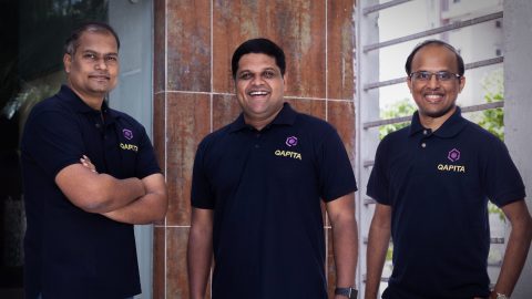 Qapita founding team: Vamsee Mohan (left), Ravi Ravulaparthi (center), Lakshman Gupta (right). Photo courtesy of Qapita.