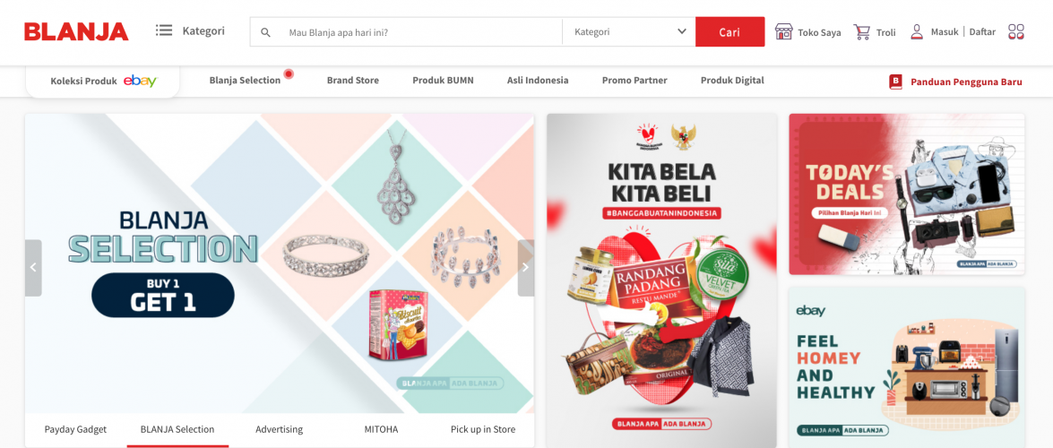 Blanja platform. Screenshot from Blanja.com.