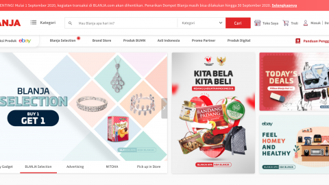 Blanja platform. Screenshot from Blanja.com.