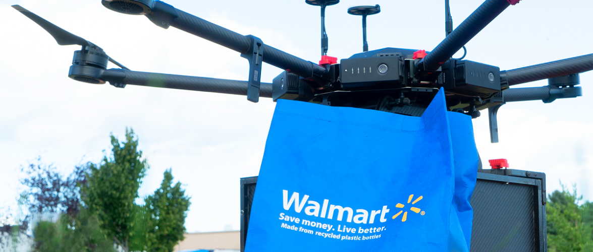 A drone powered by Israeli company Flytrex delivers products from Walmart. Courtesy of Walmart via NoCamels.