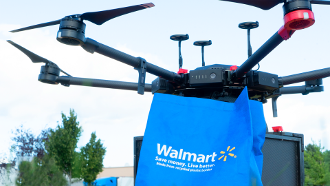 A drone powered by Israeli company Flytrex delivers products from Walmart. Courtesy of Walmart via NoCamels.