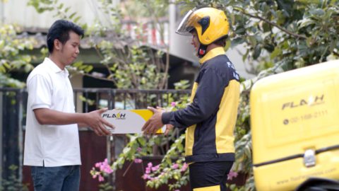 Flash Express couriers are sending parcles. Photo provided to KrASIA