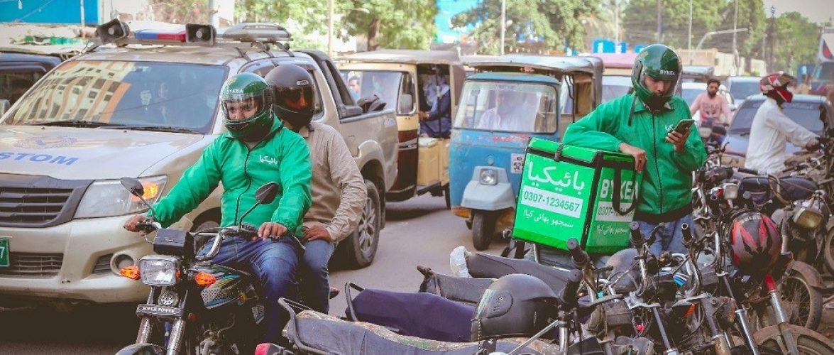 Bykea riders in Pakistan. Courtesy of Bykea via MENAbytes.