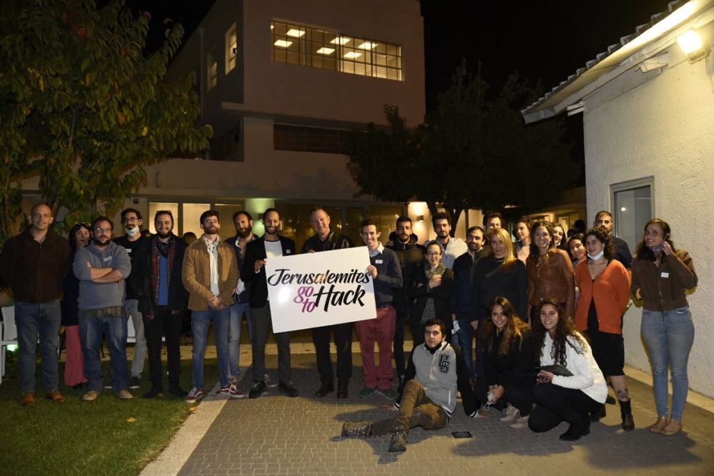 Participants of the Jewish-Arab Hackathon gather at Margalit Startup City headquarters in Jerusalem. Courtesy of Jewish-Arab Hackathon.