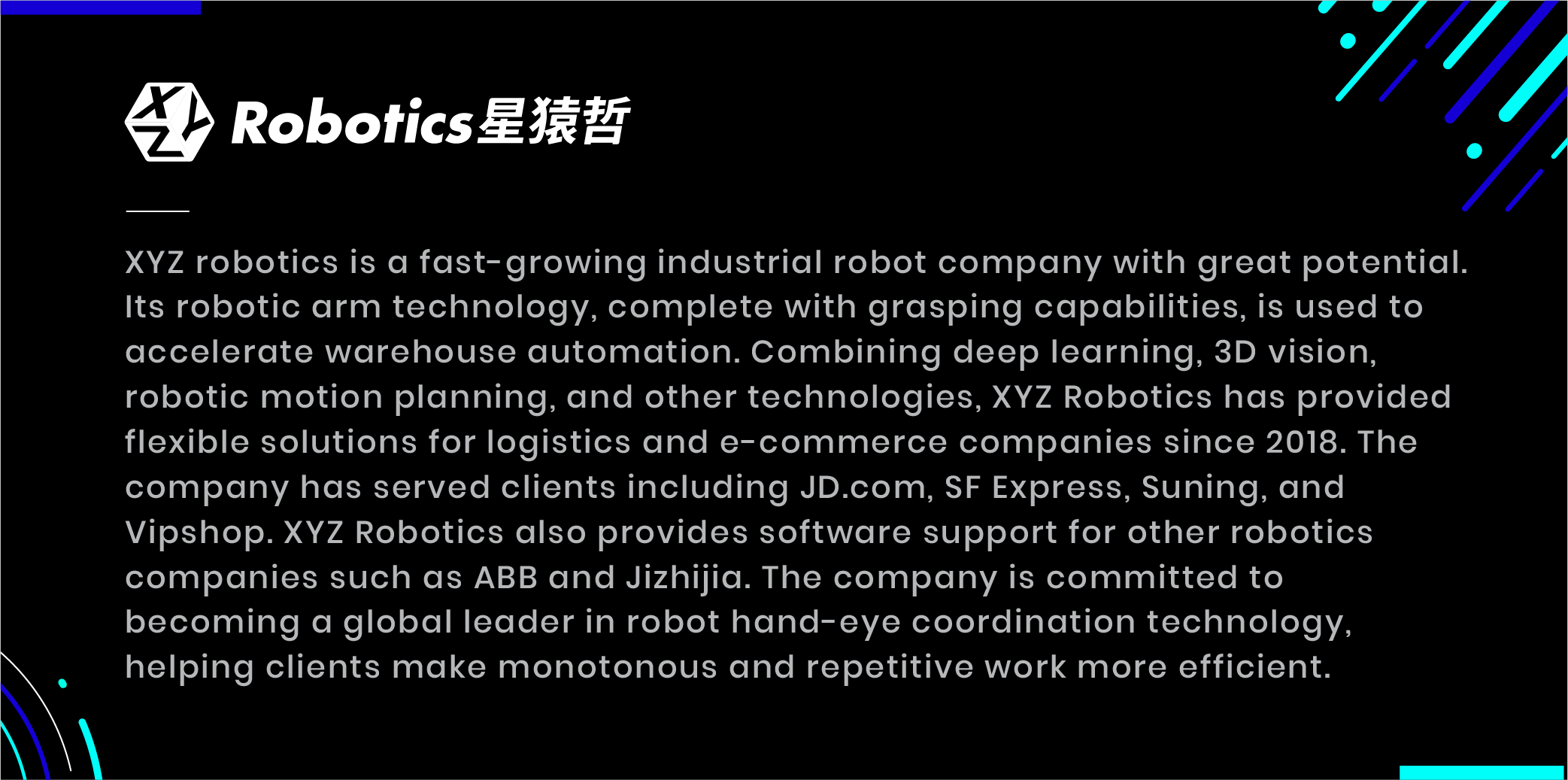 Xyz robotics industrial robots robotic arm technology warehouse automation deep learning motion planning 3d vision global leader
