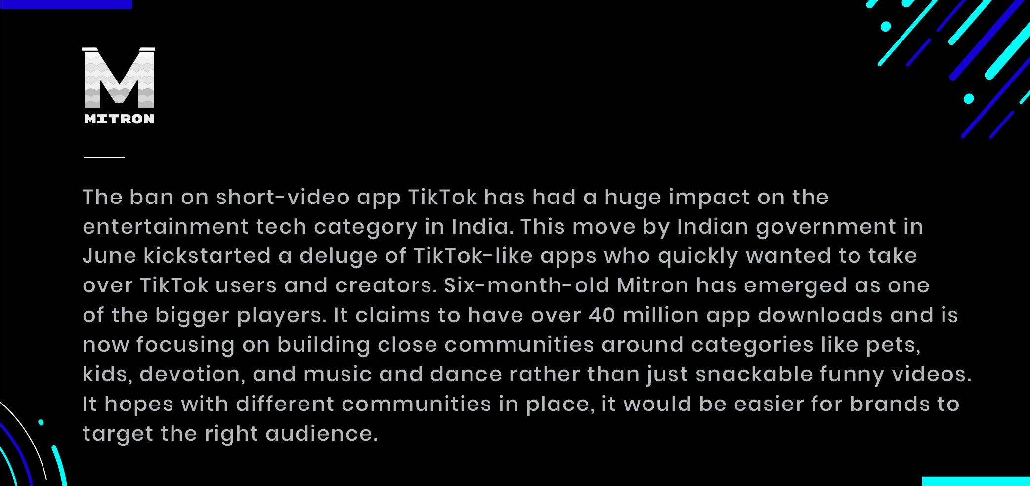 Mitron short video app india 40 million downloads communities pets kids devotion music dance brands target audience