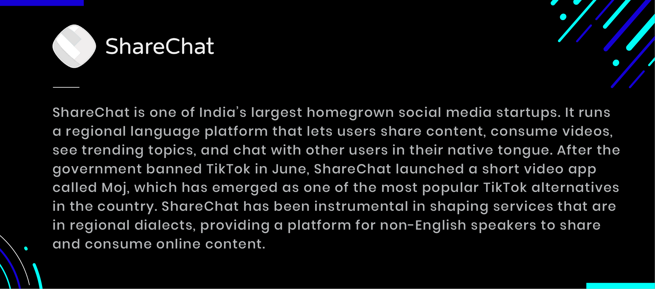 Sharechat india social media share content consume videos trending topics native tongue chat Moj regional dialects