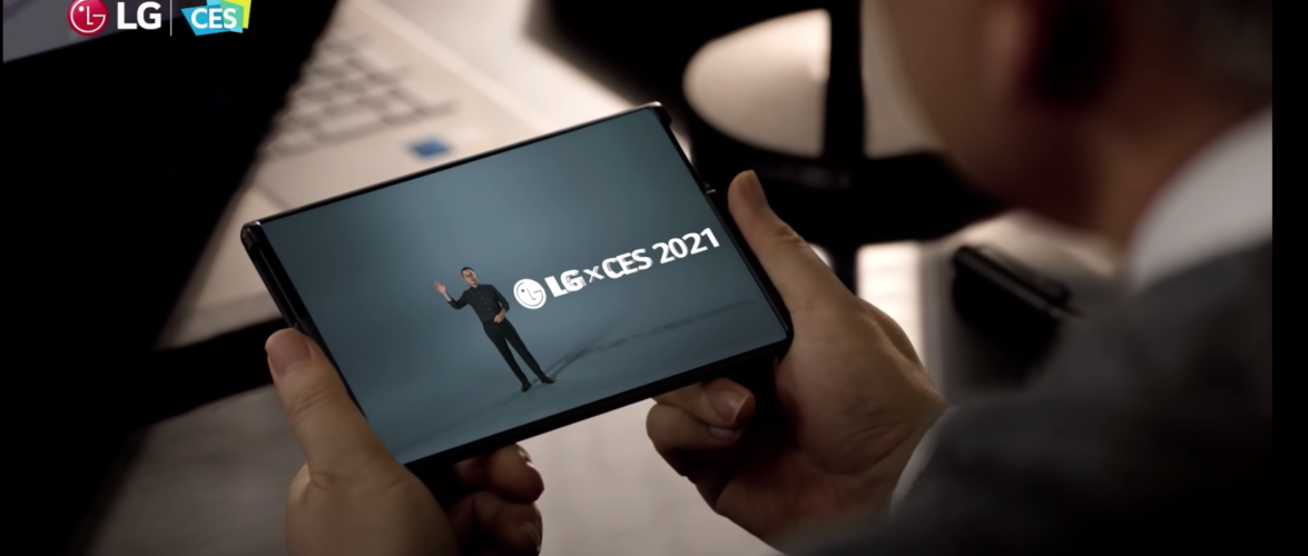 LG's rollable phone. Screenshot from LG's YouTube page.