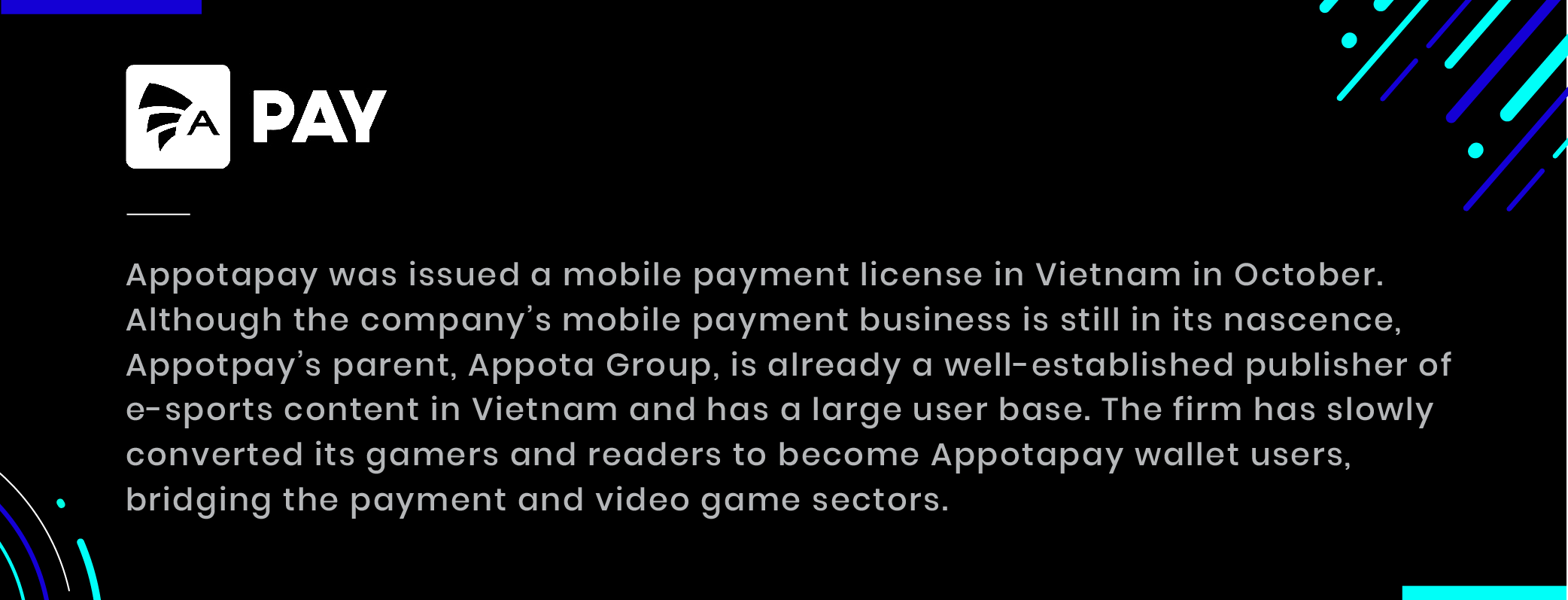 Appotapay mobile payment license vietnam appota group esports content convert gamers readers wallet users bridging sectors