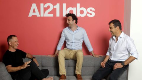 The founders of AI21 Labs (left to right): Yoav Shoham, Ori Goshen, and Amnon Shashua. Courtesy of AI21 Labs via NoCamels.