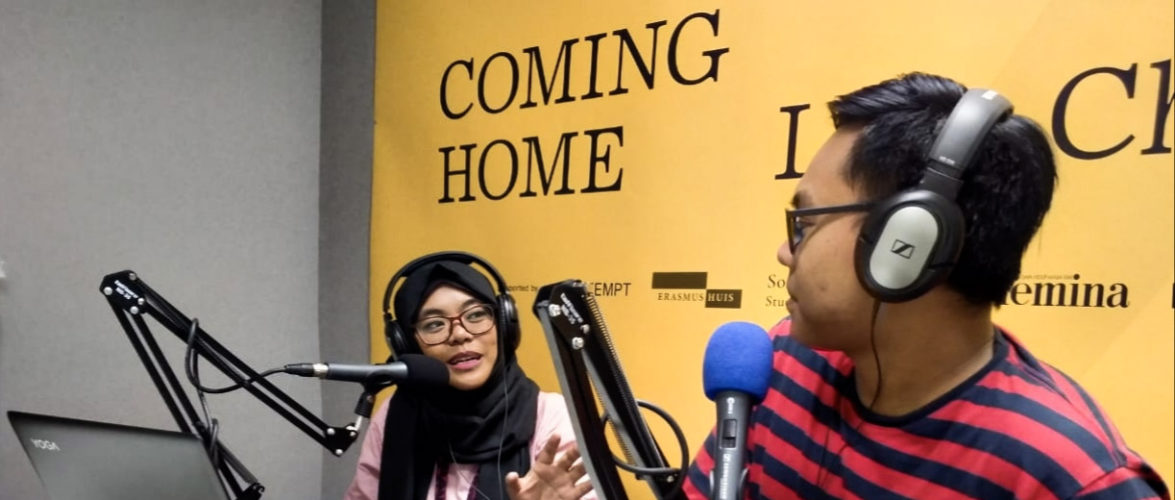 Mursyidatul Umamah, host of "I Think I Wanna Date You" Podcast in a recording session. Photo courtesy of Mursyidatul Umamah.