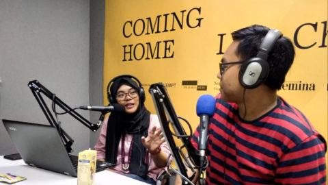 Mursyidatul Umamah, host of "I Think I Wanna Date You" Podcast in a recording session. Photo courtesy of Mursyidatul Umamah.