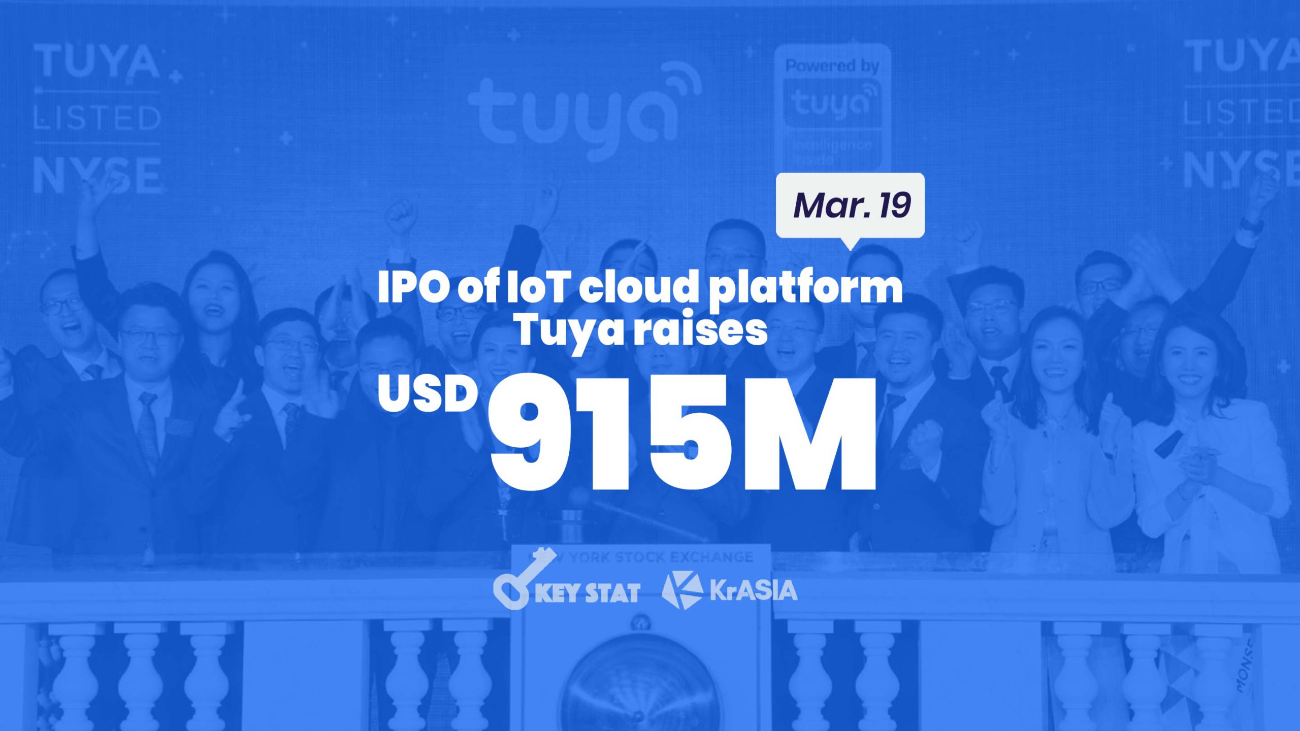 KEY STAT | Stock of Chinese IoT cloud software Tuya rallies in NYSE debut