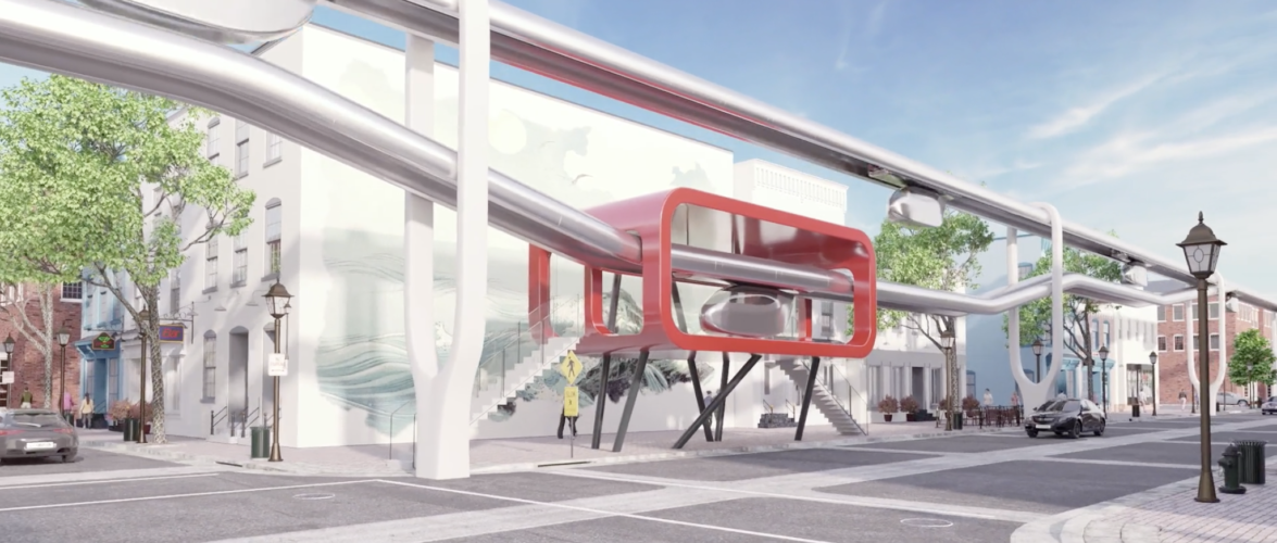 Screenshot of the representative video created by SkyTran of its podtaxi.
