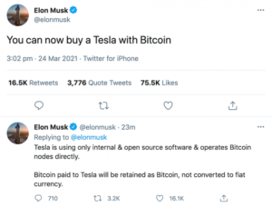 Elon Musk You Can Now Buy A Tesla With Bitcoin Krasia