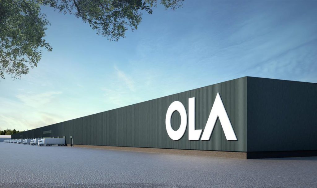 A computer graphic image of Ola's EV Plant in India.