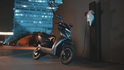 Ather two wheeler charging at its own charging station. Photo courtesy of Ather Energy