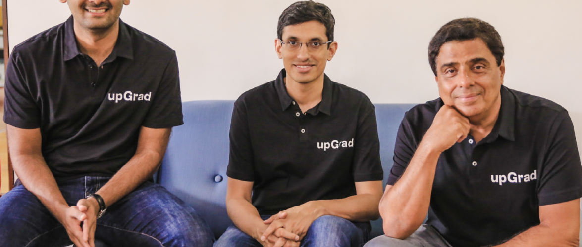 (L-R) Phalgun Kompalli Co-founder, Mayank Kumar Co-founder & MD, and Ronnie Screwvala Chairman & Co-founder, upGrad
