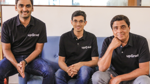 (L-R) Phalgun Kompalli Co-founder, Mayank Kumar Co-founder & MD, and Ronnie Screwvala Chairman & Co-founder, upGrad