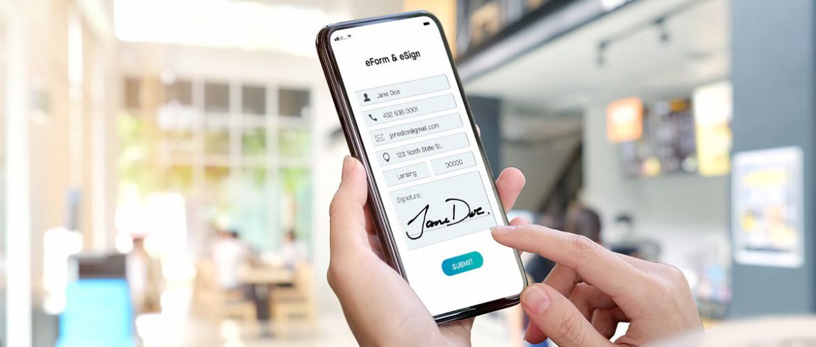 An illustration of a banking e-form for an e-signature. Courtesy of Lightico via NoCamels.