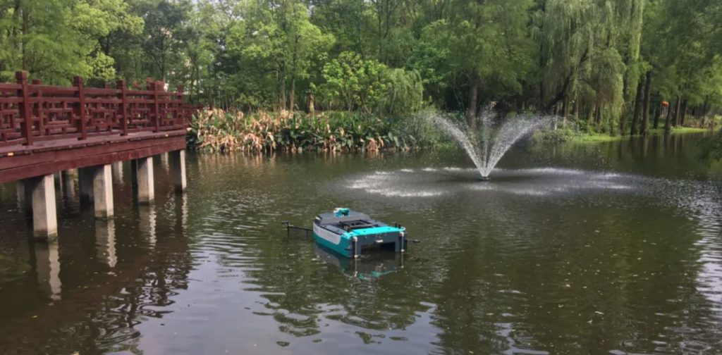 Orca-Tech's water-cleanup vessel in Wuzhen. Courtesy of Orca-Tech.