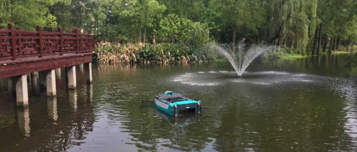 Orca-Tech's water-cleanup vessel in Wuzhen. Courtesy of Orca-Tech.