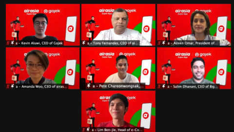 Tony Fernandes, the group CEO of AirAsia, Gojek co-founder Kevin Aluwi. Courtesy of AirAsia. 