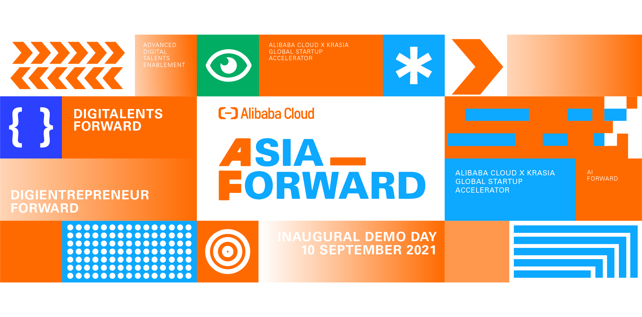  The image shows a poster for the event 'Asia Forward', which is organized by Alibaba Cloud and MediaTek. The event will take place on September 10, 2021.