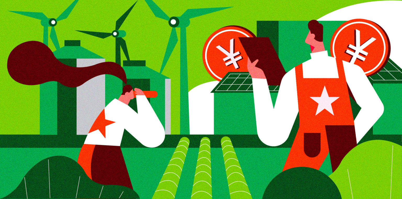 China's new carbon trading market. Illustration by KrASIA.