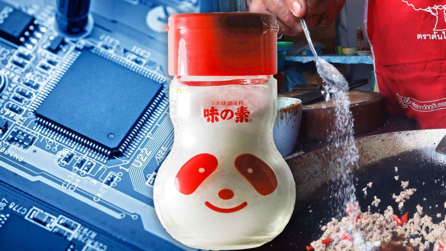 Ajinomoto is comfortable having operations that span everything from powdered coffee to contract drug manufacturing to chip materials. Montage by Rie Ishii and Ken Kobayashi, Nikkei Asia.